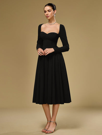 Long Sleeve Tie Back A-Line Dress