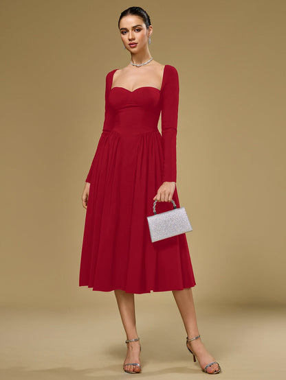 Long Sleeve Tie Back A-Line Dress