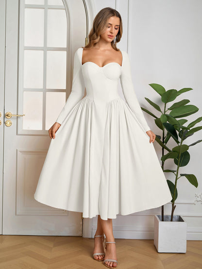 Long Sleeve Tie Back A-Line Dress