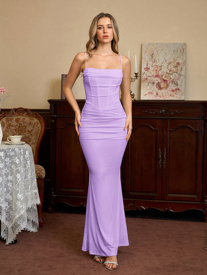 Solid Ruched Bodycon Formal Dress